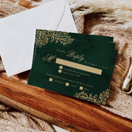 Emerald Gold Viktorianische Hochzeitsmahlwahl UAWG RSVP Karte
