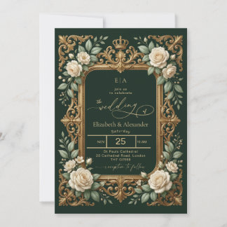 Emerald Gold Wedding Invitation Einladung