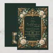 Emerald Gold Wedding Invitation Einladung (Vorne/Hinten)