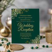 Emerald & Gold Wedding Reception BUDGET Einladung