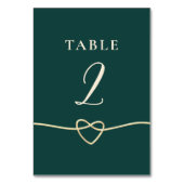Emerald Gold Wedding Tischnummer Card (Vorderseite)