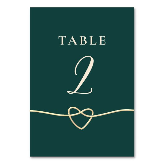 Emerald Gold Wedding Tischnummer Card (Vorderseite)