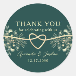 Emerald Gold Wedding Vielen Dank Runder Aufkleber