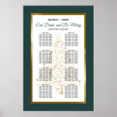 Emerald Gold Winter Wedding Chart Poster (Vorne)