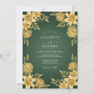Emerald Golden Bloom Hochzeit Einladung