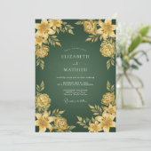 Emerald Golden Bloom Hochzeit Einladung (Stehend Vorderseite)