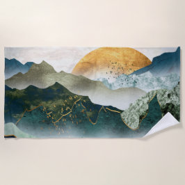 Emerald golden mountains strandtuch
