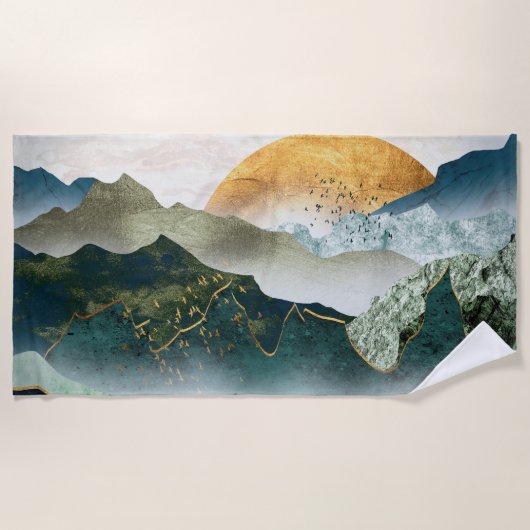 Emerald golden mountains strandtuch (Vorderseite)