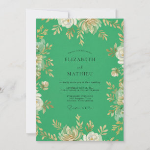 Emerald Golden Petals Hochzeit Einladung