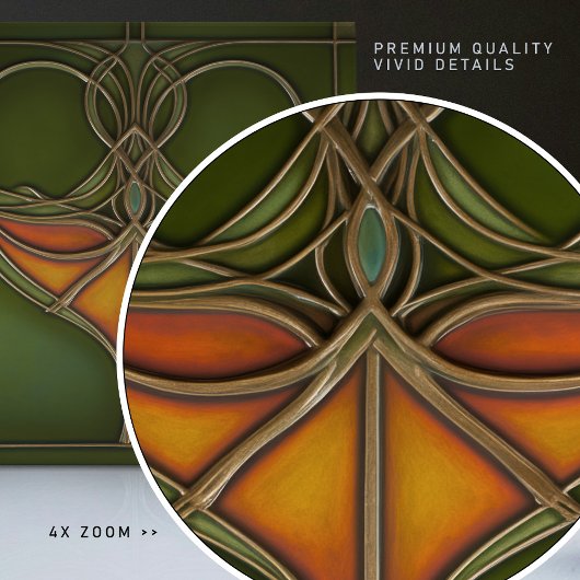 Emerald Grace Art Nouveau Fliese