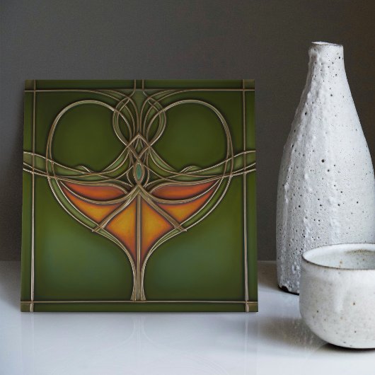 Emerald Grace Art Nouveau Fliese