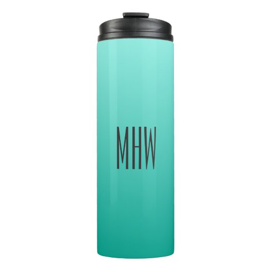 Emerald Gradient Custom Monogram Tumbler Thermosbecher (Vorderseite)