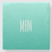 Emerald Gradient kundenspezifische Monogramm-Unter Steinuntersetzer (Vorderseite)