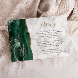 Emerald Greem Gold Agate Marble Wedding Details Begleitkarte