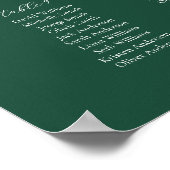 Emerald Green 12 Tabelle Seating Chart Poster (Ecke)