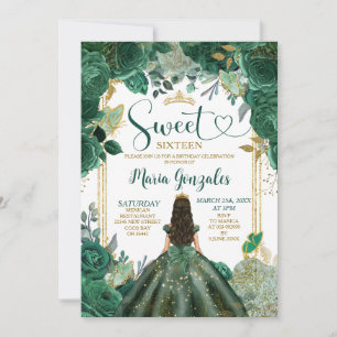 Emerald Green 16 . Geburtstag Gold Crown Geburtsta Einladung
