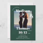 Emerald Green 1 Foto Fett Minimalistische Hochzeit Einladung (Vorderseite)