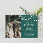 Emerald Green 20. Foto Hochzeitstag Einladung (Stehend Vorderseite)