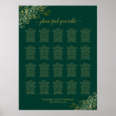 Emerald Green 20 Table Wedding Seating Chart Gold Poster (Vorne)
