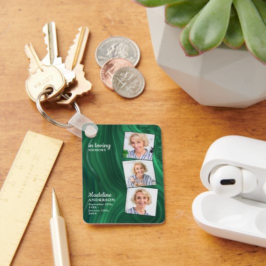 Emerald Green 3 Foto Beerdigung Gedenkgebet Schlüsselanhänger (Schreibtisch)