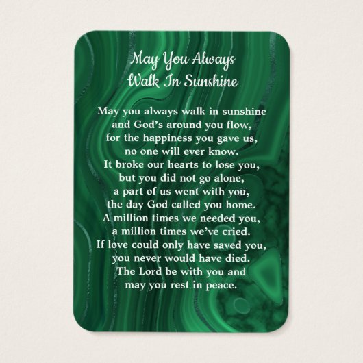 Emerald Green 3 Foto Gedenkkarte (Rückseite)