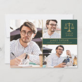 Emerald Green 3 Foto Law School Graduation Party Einladung (Vorderseite)