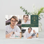 Emerald Green 3 Foto Law School Graduation Party Einladung (Stehend Vorderseite)