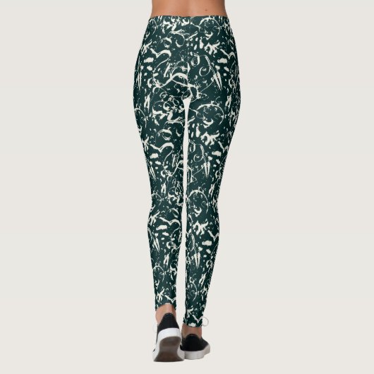 Emerald Green Abstract Leggings  (Rückseite)