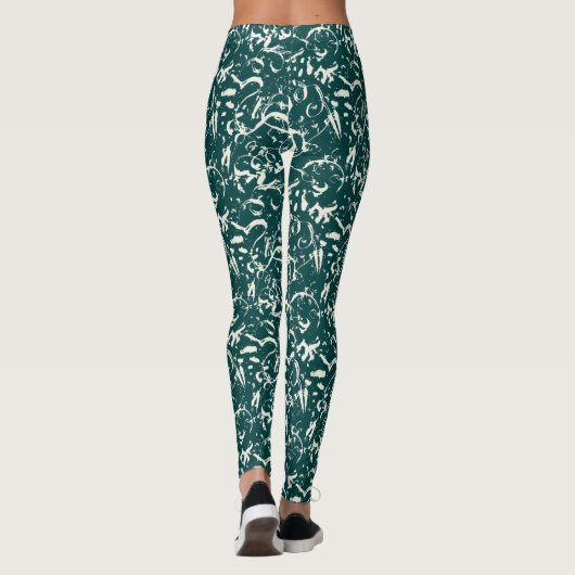 Emerald Green Abstract Leggings  (Rückseite)