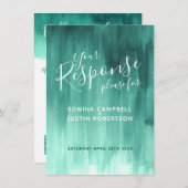 Emerald green abstrakt Hochzeitantwort UAWG qr Cod Einladung (Vorne/Hinten)