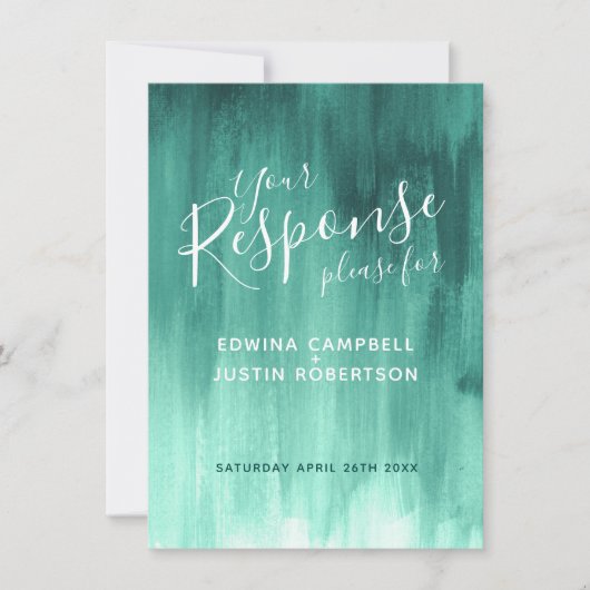 Emerald green abstrakt Hochzeitantwort UAWG qr Cod Einladung (Vorderseite)