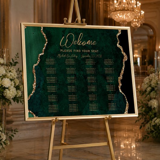 Emerald Green Agate Alphabetische Hochzeitssitze Poster