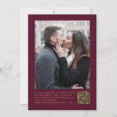 Emerald Green Agate Burgundy Foto QR Code Wedding Einladung (Rückseite)