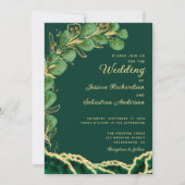 Emerald Green Agate Eucalyptus Jewel Tone Wedding Einladung (Vorderseite)