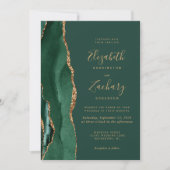 Emerald Green Agate Foto QR Code Wedding Einladung (Vorderseite)