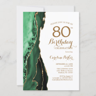 Emerald Green Agate Gold 80. Geburtstag Einladung