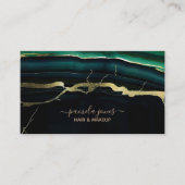 Emerald Green Agate Gold Glitzer Script Monogram Visitenkarte (Vorderseite)