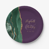 Emerald Green Agate Gold Lila Hochzeit Pappteller (Vorderseite)