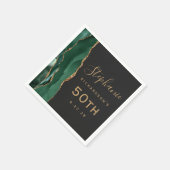 Emerald Green Agate Gold Script Dark 50. Geburtsta Serviette (Ecke)