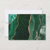 Emerald Green Agate Gold Script Wedding RSVP Karte (Rückseite)