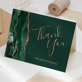 Emerald Green Agate Gold Wedding Vielen Dank Karte
