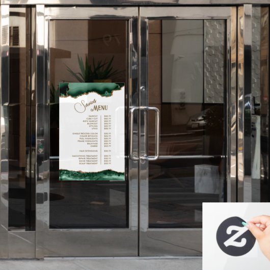 Emerald Green Agate im Menü "White Services" Fensteraufkleber (Büro Tür)