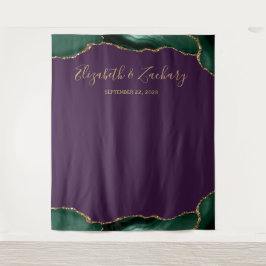 Emerald Green Agate Lila Wedding Foto Booth Wandteppich