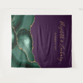 Emerald Green Agate Lila Wedding Foto Booth Wandteppich (Vorderseite (Horizontal))
