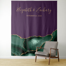 Emerald Green Agate Lila Wedding Foto Booth Wandteppich