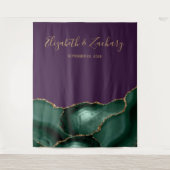 Emerald Green Agate Lila Wedding Foto Booth Wandteppich (Vorderseite)