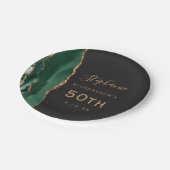 Emerald Green Agate Marble Gold Dark 50. Geburtsta Pappteller (Schrägansicht)