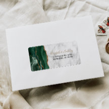 Emerald Green Agate Marble Wedding RSVP-Adresse