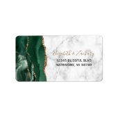 Emerald Green Agate Marble Wedding RSVP-Adresse Adressaufkleber (Vorne)