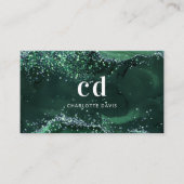 Emerald Green agate Marmormonogramm-Initialen Visitenkarte (Vorderseite)